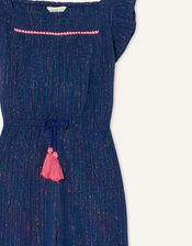 Metallic Stripe Beach Jumpsuit with LENZING™ ECOVERO™, Blue (NAVY), large