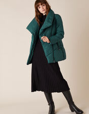 Dhalia Short Padded Coat in Recycled Fabric, Teal (TEAL), large