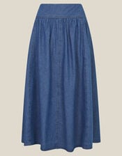 Paloma Denim Midi Skirt, Blue (MID AUTHENTIC BLUE), large