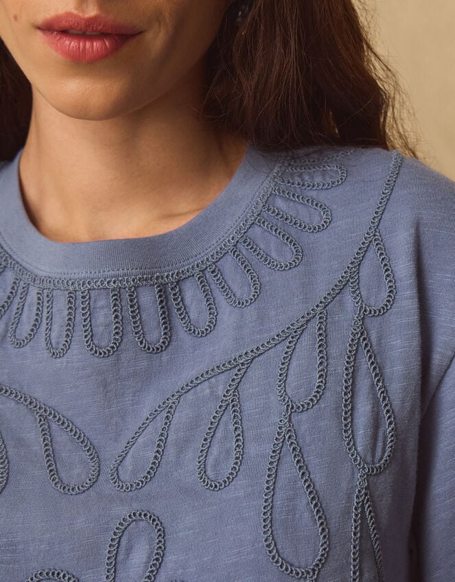 East Florence Floral Embroidered T-shirt, Blue (BLUE), large