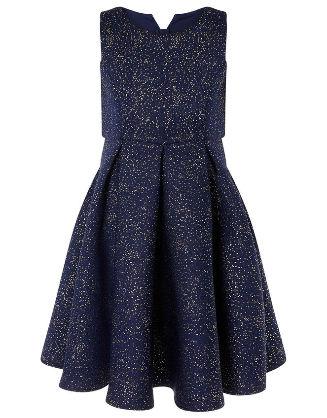 Foil Print Scuba Dress Blue Girls' Dresses Monsoon US.