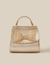 Elise Rhinestone Mesh Bow Metallic Bag, , large