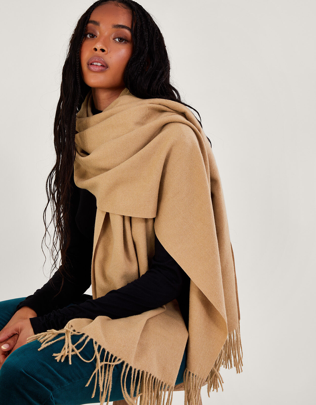 Soft Touch Woven Scarf Tan