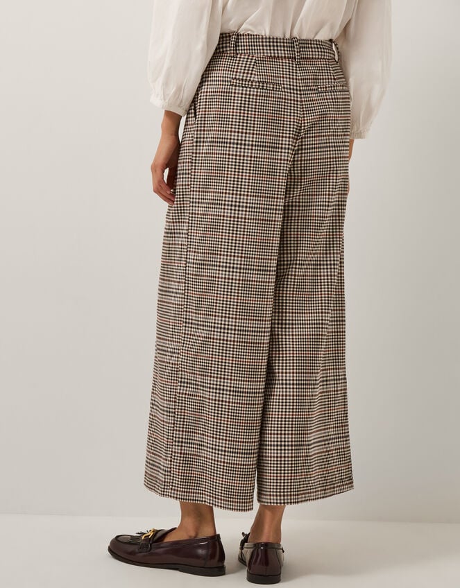 Carmen Check Wide Leg Trousers, Natural (NATURAL), large