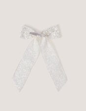Sequin Bow Hair Clip, , large