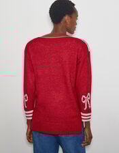 Mia Mini Bow Knit Jumper, Red (RED), large