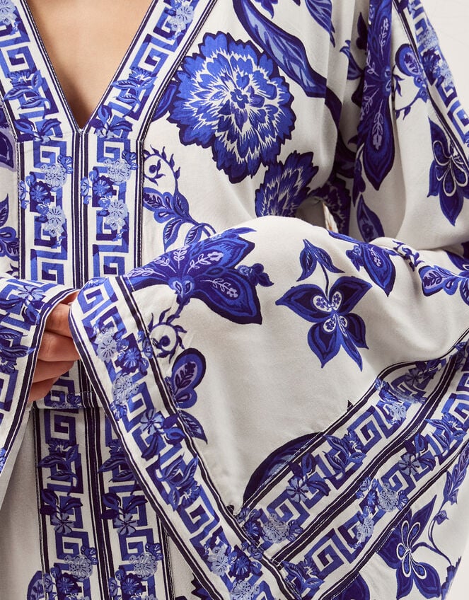 Gloria Floral Print Maxi Beach Dress, Blue (BLUE), large