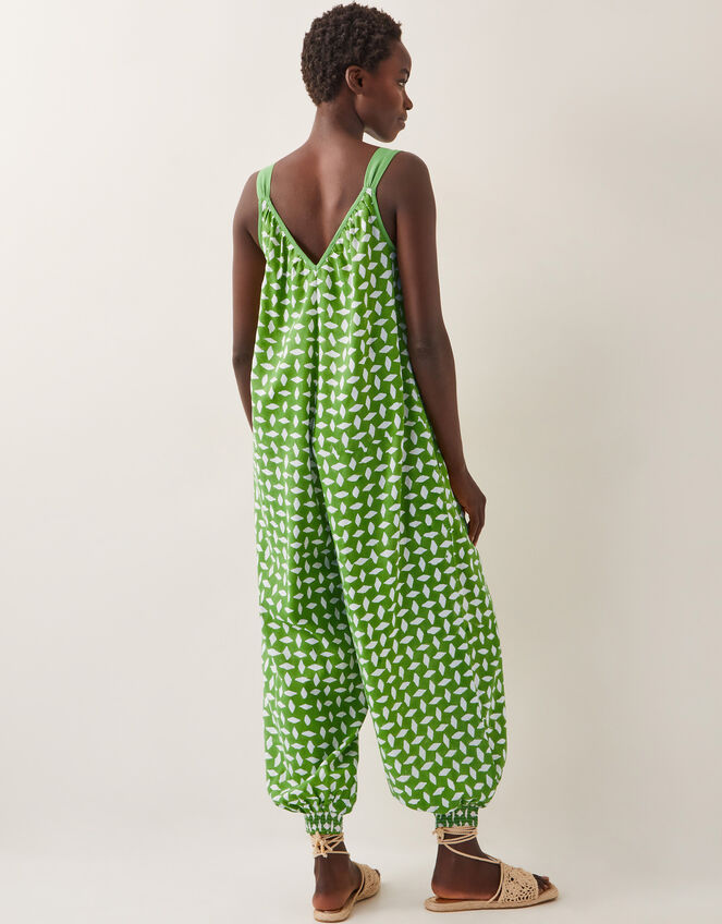 Geena Geometric Woodblock Jumpsuit, Green (GREEN), large