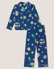 Space Print Jersey Long Pyjamas Set, Blue (NAVY), large