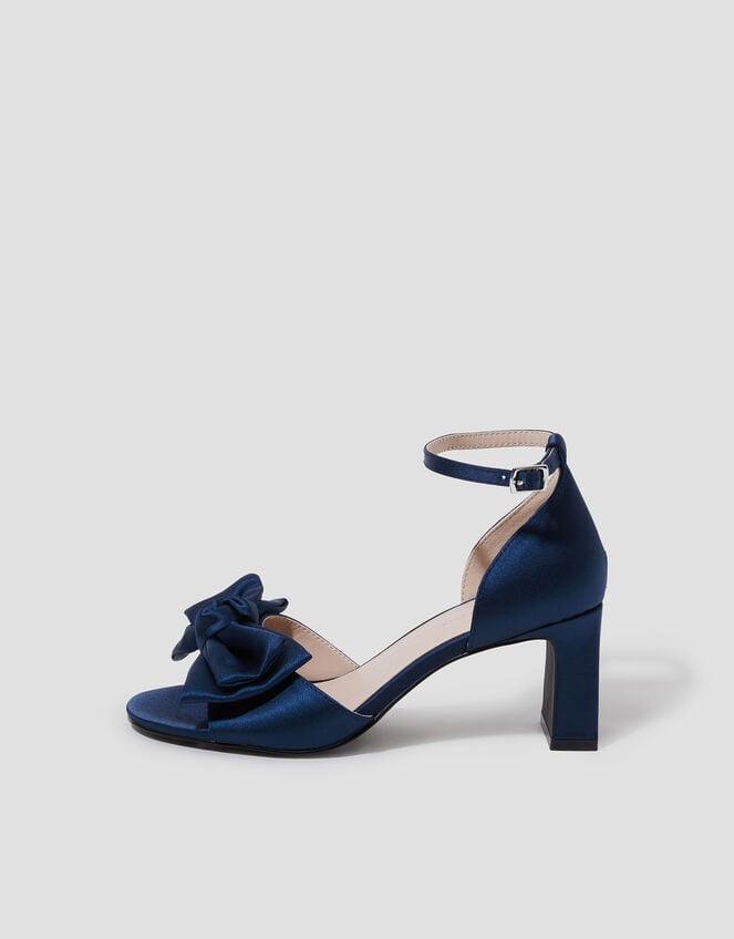 Tilda Satin Bow Heels, Blue (NAVY), large