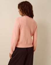 Bonny Beaded Bow Cardigan, Pink (BLUSH), large