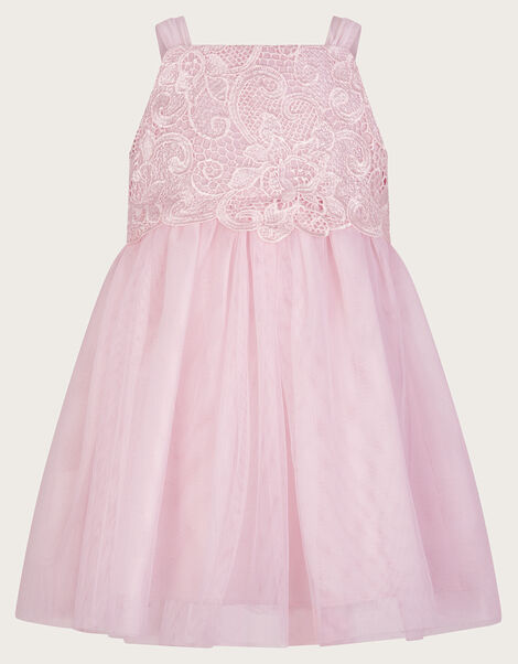 Baby Anna Long Sleeve Lacy Dress, Pink (PALE PINK), large