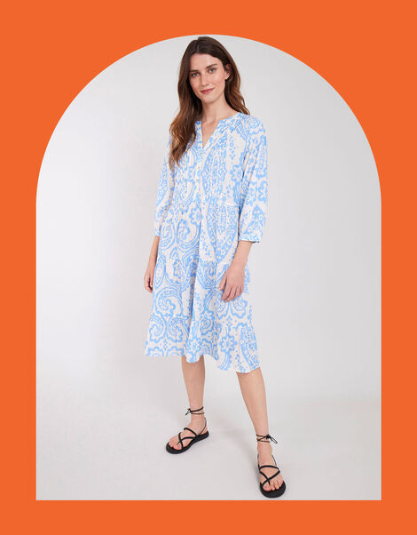 East Norma Print Dress, Blue (BLUE), large
