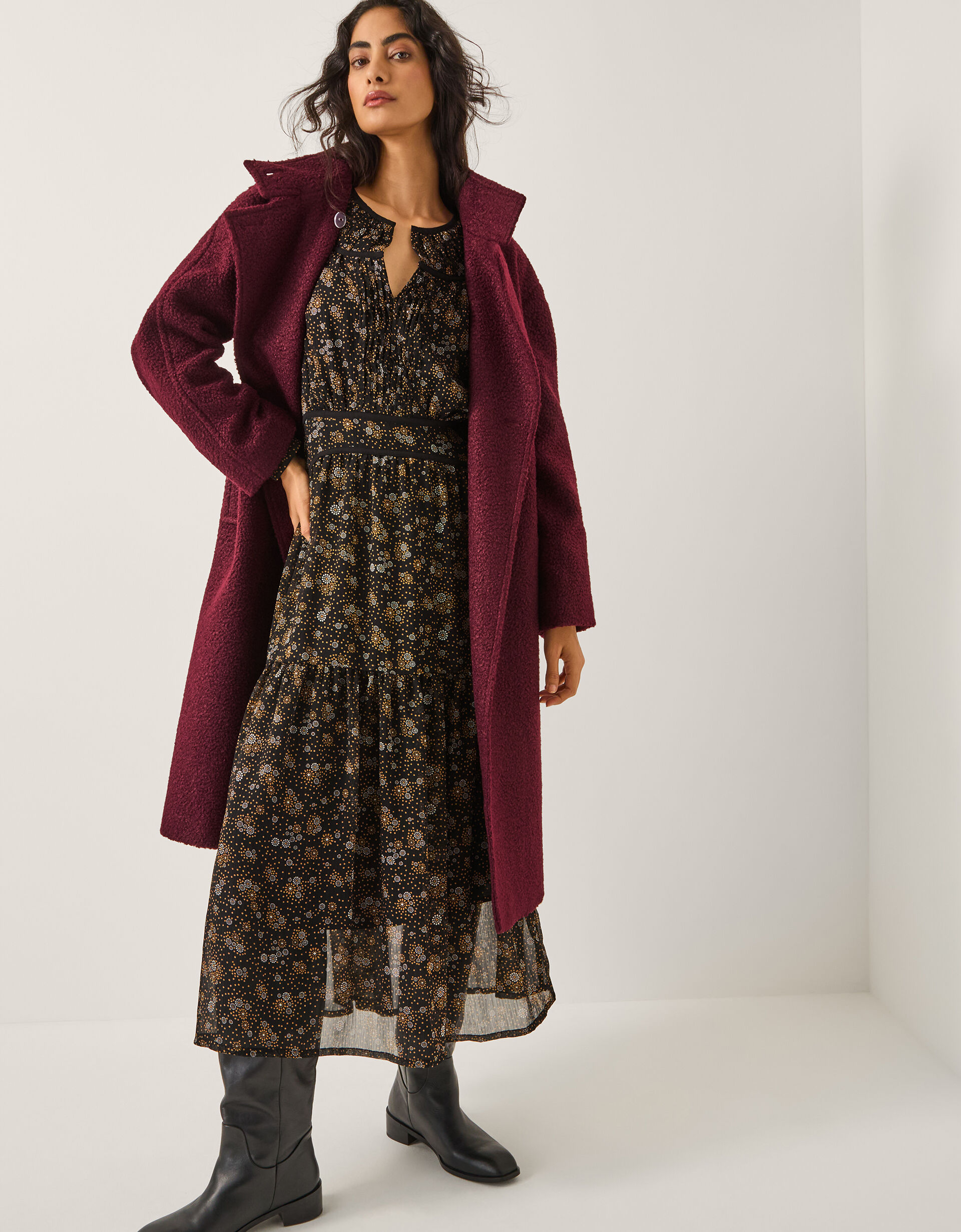 Freya Bouclé Coat Red | Women's Coats | Monsoon US.