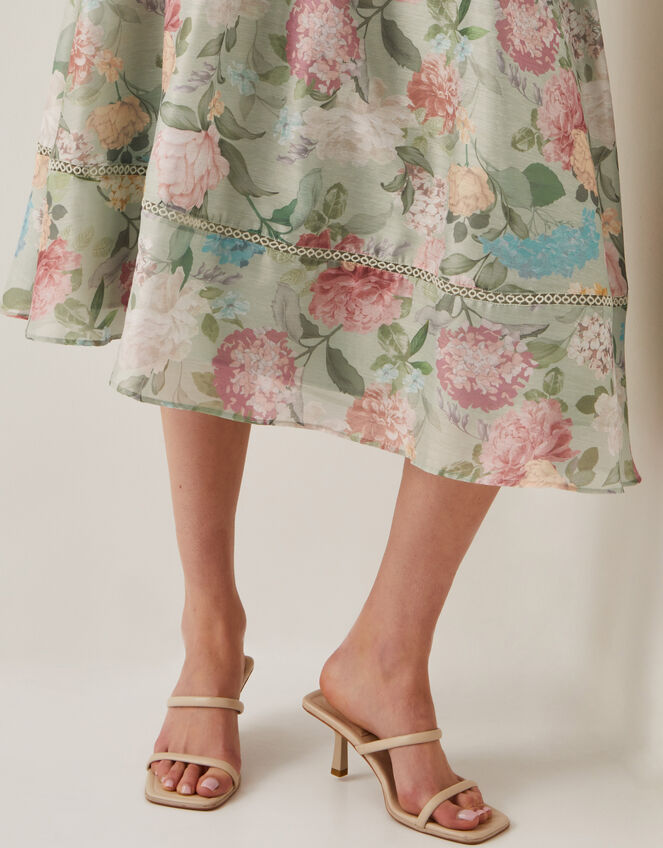 Agnes Floral Print Midi Skirt, Green (SAGE), large