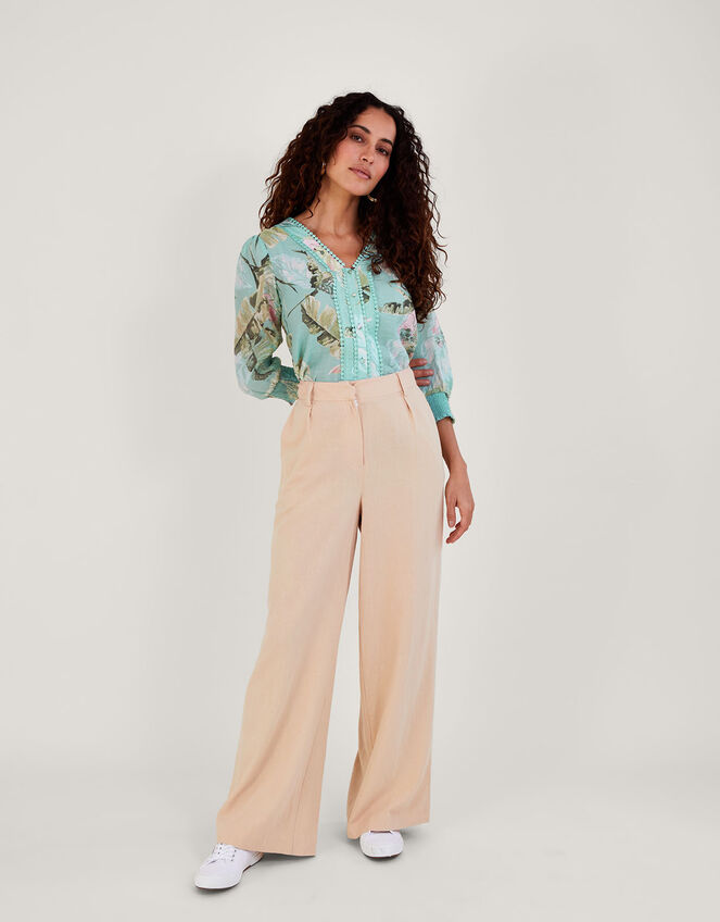 Clara Palm Print Blouse, Green (SAGE), large