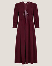 Sara Smocked Corduroy Midi Dress, Red (BERRY), large