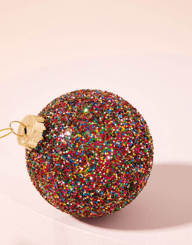 Multicolour Glass Christmas Bauble, , large