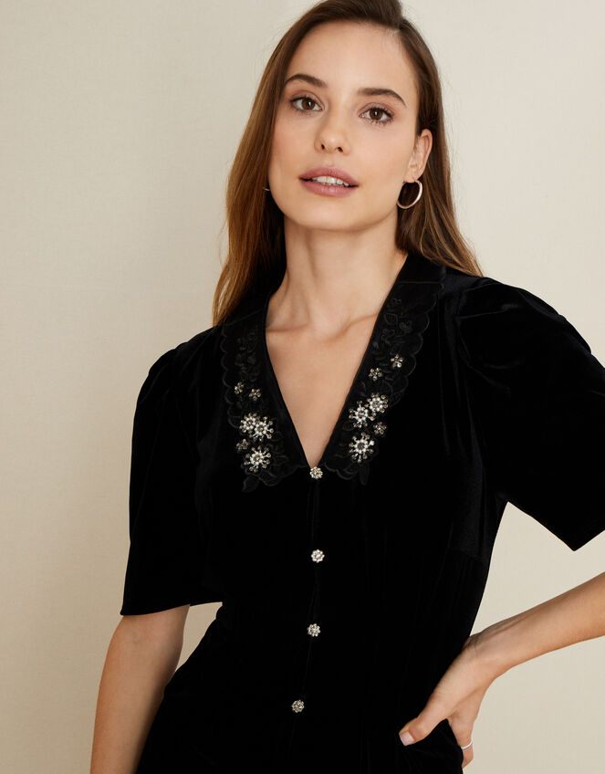 Connie Stretch Velvet Top, Black (BLACK), large