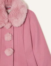Fluffy Pom-Pom Swing Coat, Pink (PINK), large