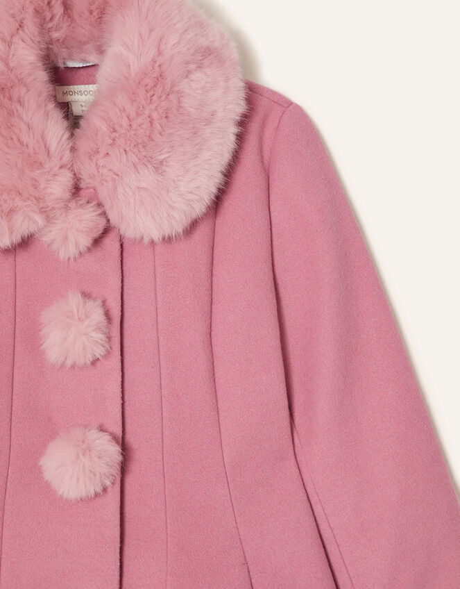 Fluffy Pom-Pom Swing Coat, Pink (PINK), large