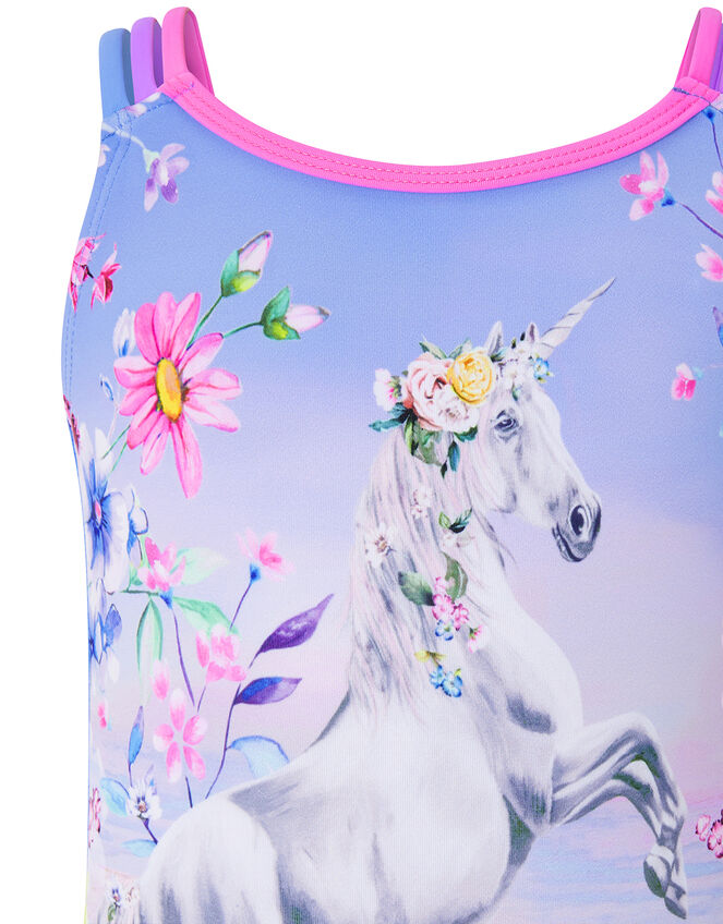 Phoebe Unicorn Print Swimsuit, Purple (LILAC), large