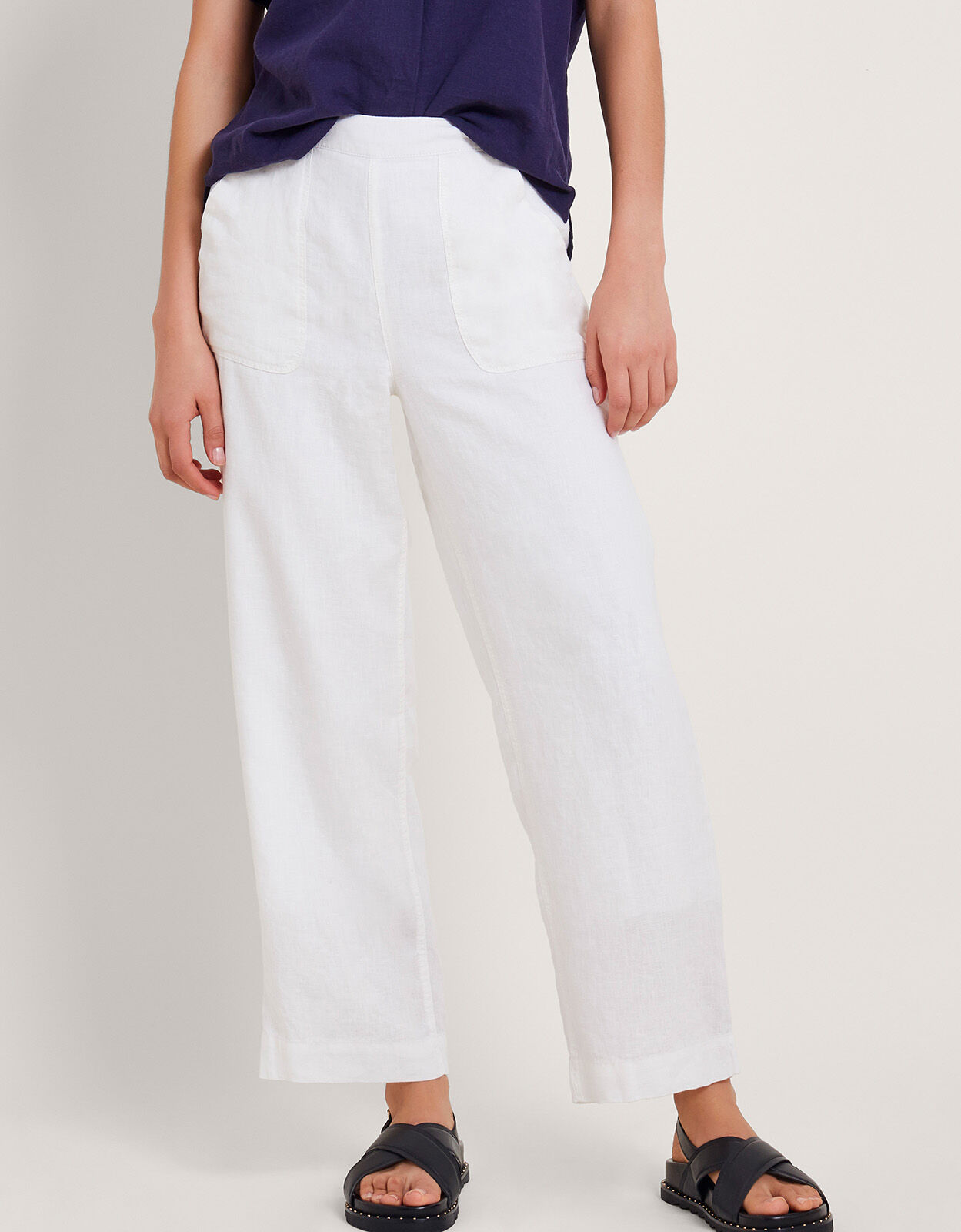 Parker Short Length Linen Pants White
