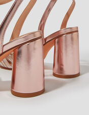 Metallic Twist Front Heeled Sandals, Pink (PALE PINK), large