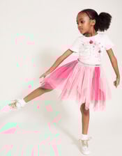 Sequin Unicorn Short Sleeve Disco Dress, Pink (PINK), large