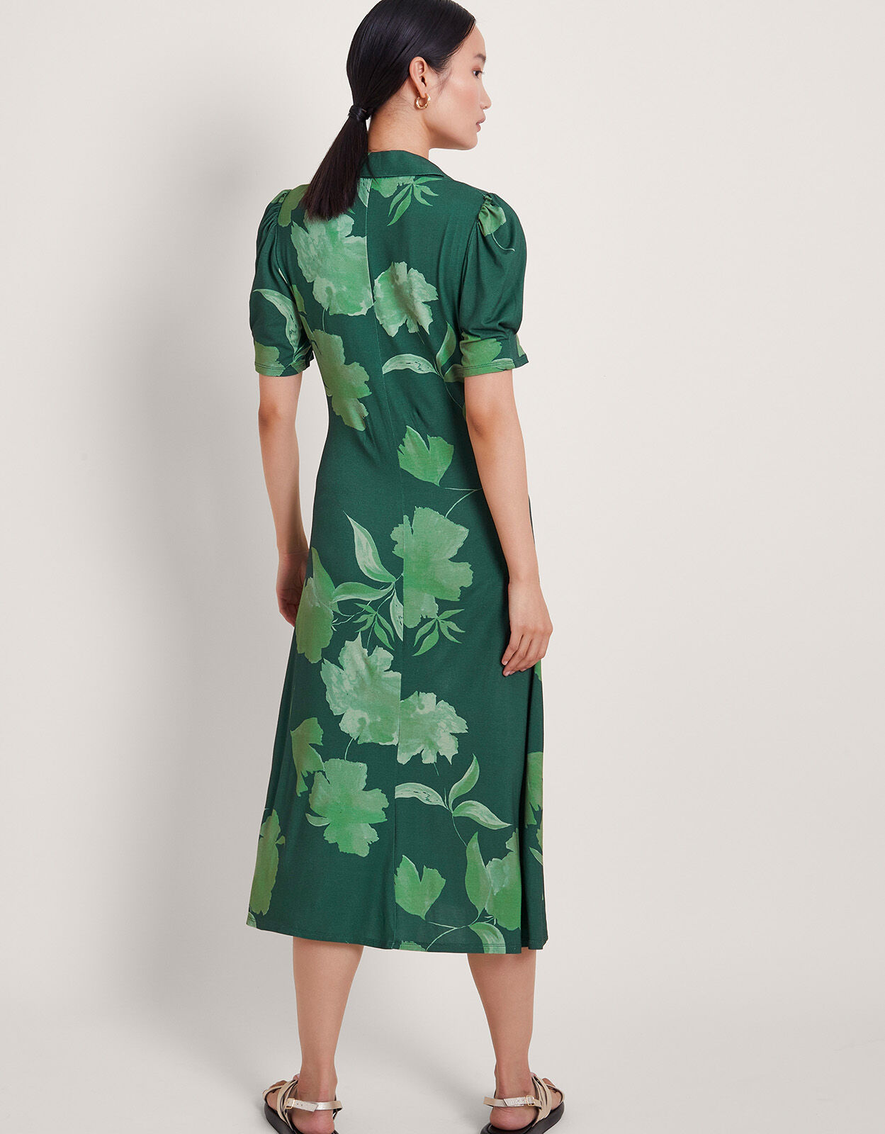Zannah Print Shirt Dress Green Midi Dresses Monsoon ROI