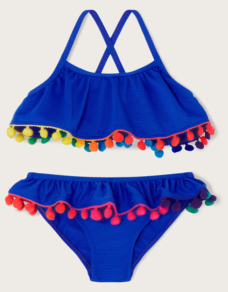 Pom-Pom Bikini Set, Blue (BLUE), large