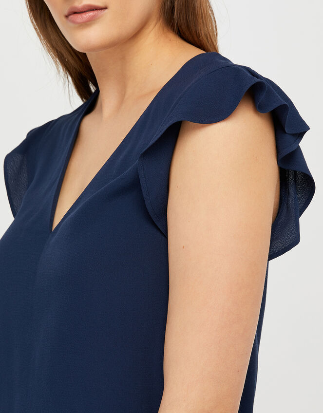 Nessa Short Sleeve Blouse in LENZING™ ECOVERO™, Blue (NAVY), large