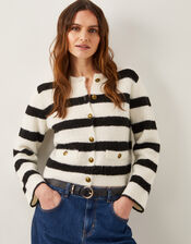 Sam Stripe Fuzzy Cardigan, Ivory (IVORY), large