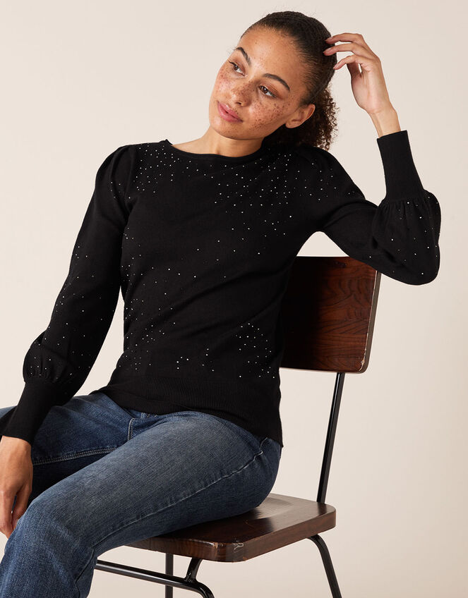 Hotfix Gem Jumper with Sustainable Viscose, Black (BLACK), large