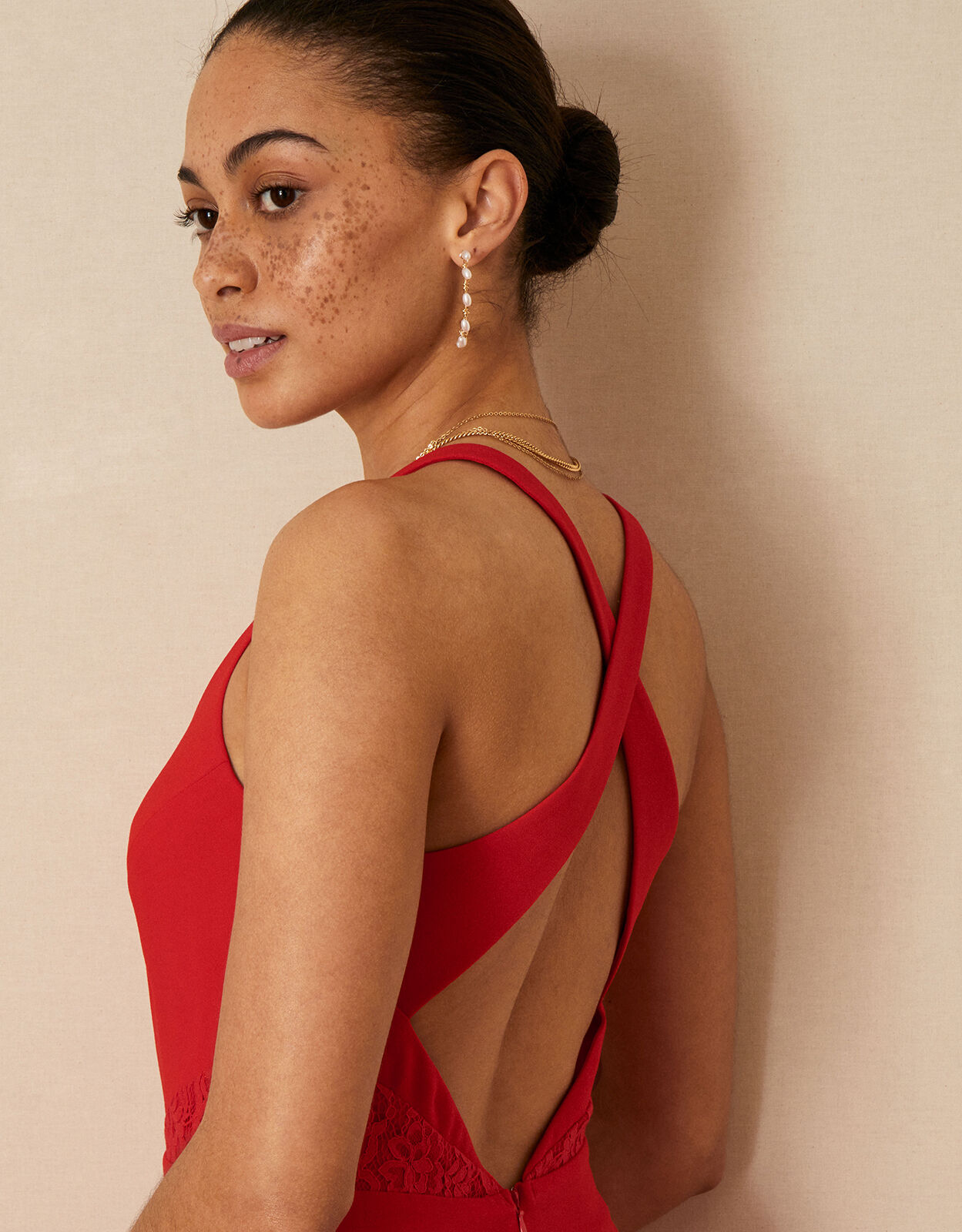 Lucinda Cross Back Maxi Dress Red 
