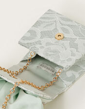Pearly Bow Bridesmaid Lace Bag, Green (GREEN), large