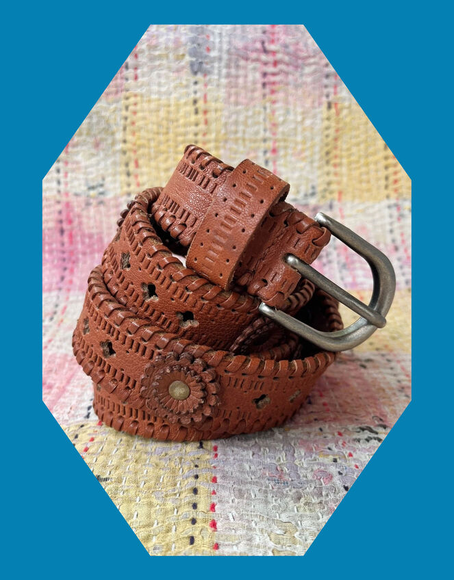 Maison Hotel Devendra Leather Belt, Brown (BROWN), large