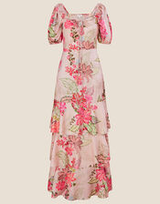 Daisy Print Tiered Maxi Dress, Natural (NATURAL), large
