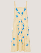 Sophie Embroidered Midi Cami Dress, Yellow (YELLOW), large