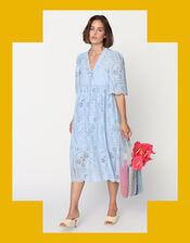 Crās Breeze Embroidered Midi Dress, Blue (BLUE), large