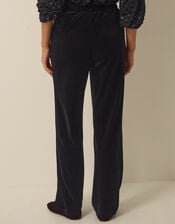 Mila Velvet Straight Leg Trousers, Black (BLACK), large
