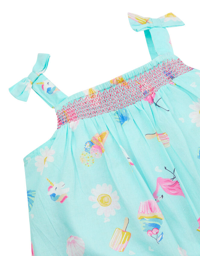 Baby Layla Ice Cream Romper in Organic Cotton, Blue (AQUA), large