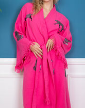 Meraki Beach Wild Leopard Kimono Robe, Pink (PINK), large