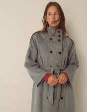 Elise Funnel Neck Wool Blend Coat, Grey (GREY), large