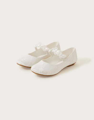 Lace Butterfly Communion Ballerina Flats, White (WHITE), large