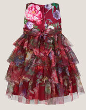 Baby Christina Floral Tiered Party Dress, Red (RED), large