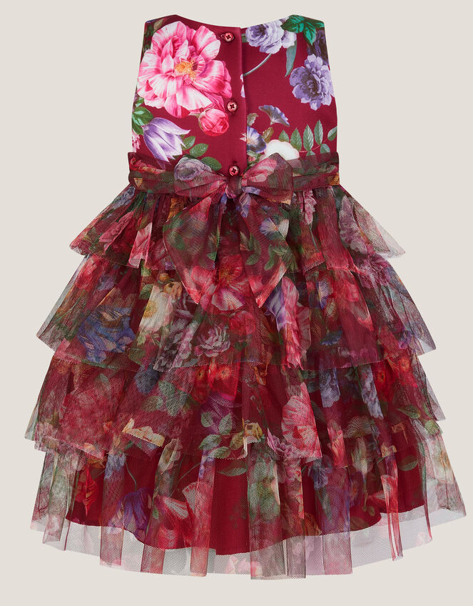 Baby Christina Floral Tiered Party Dress, Red (RED), large