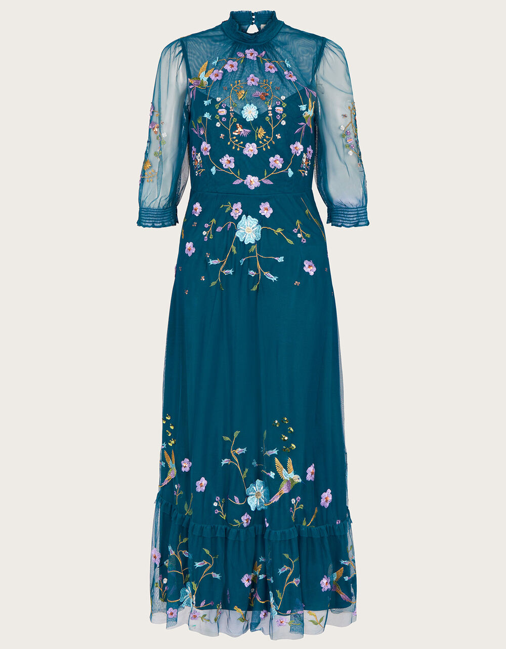 Francesca Embroidered Midi Dress Blue | Evening Dresses | Monsoon US.