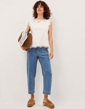 Gaia Floral Cutwork Top, Ivory (IVORY), large