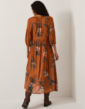 Georgie Botanical Print Midi Dress, Copper (COPPER), large